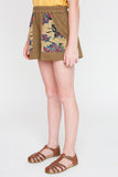G2245 Olive Girls Floral Printed French Terry Shorts Side