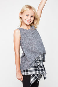 G2306 Charcoal Girls Burnout Button Trim Tank Top Side