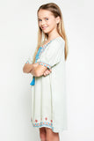 G3168 SAGE Tribal Tunic Dress Full Side