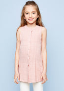 G3231 DUSTY PINK Sleeveless Button-Up Dress Front