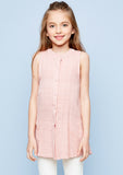 G3231 DUSTY PINK Sleeveless Button-Up Dress Front