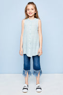 G3231 SAGE Sleeveless Button-Up Dress Alternate Angle