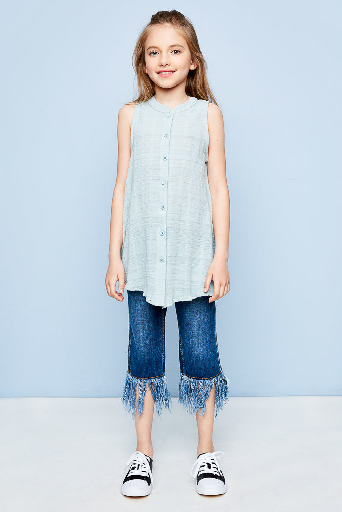 G3231 SAGE Sleeveless Button-Up Dress Alternate Angle