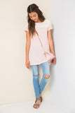 G3302 Dusty Pink Girls Jersey Lace Dress Front
