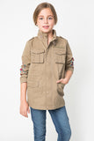 G3311 TAUPE Embroidered Cargo JacketFront