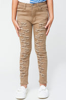 G3377 TAUPE High Waist Denim Front