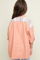 G3404 PEACH Moto Trench Coat Back