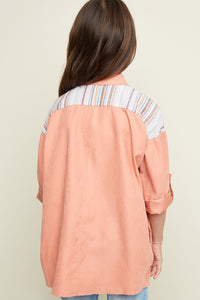 G3404 PEACH Moto Trench Coat Back