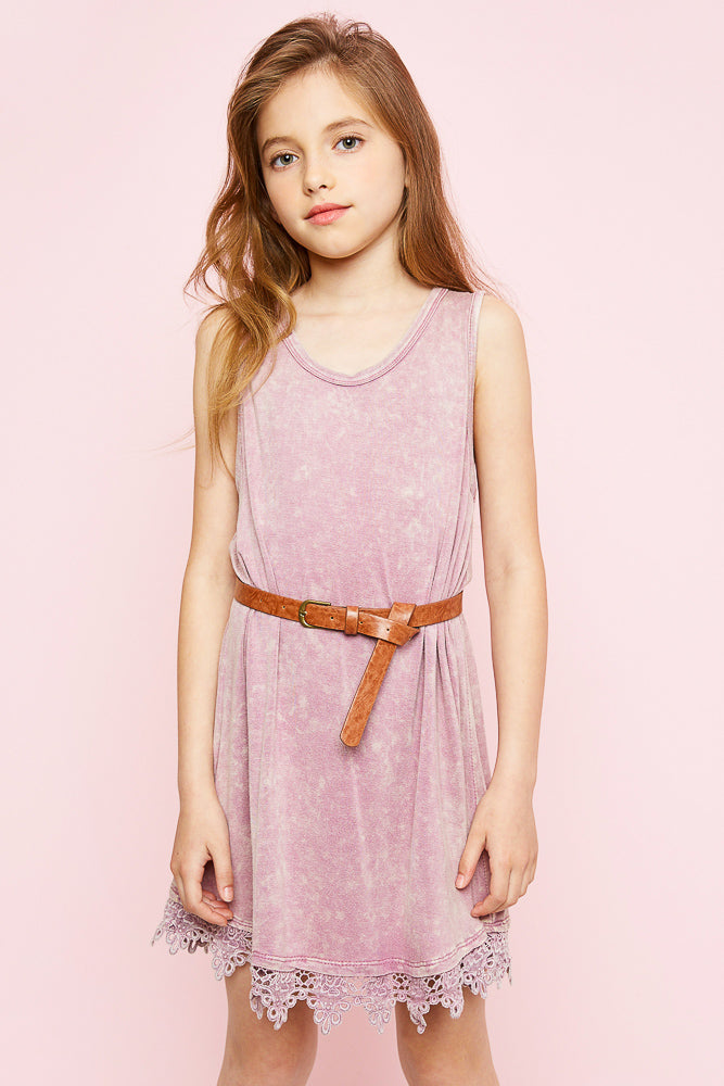 pink acid wash dress French Terry Acid Washed Dress with Pockets