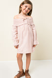 G3497 Dusty Pink Girls Off The Shoulder High Low Hemline Tunic Front