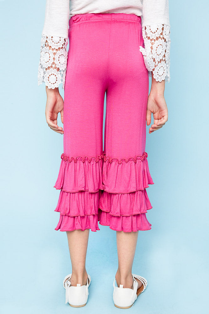 G3524 BUBBLEGUM Ruffled Capri Pant Back