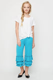 G3524 TEAL Ruffled Capri Pant Full Body