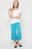 G3524 TEAL Ruffled Capri Pant Alternate Angle