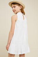 G3534-OFF WHITE Sleeveless Mini Lace Tunic Back