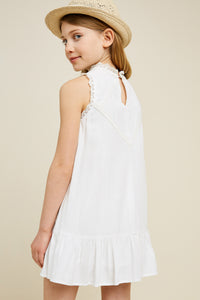 G3534-OFF WHITE Sleeveless Mini Lace Tunic Back
