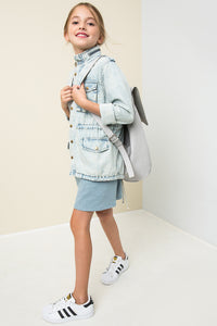 G3682 ICE DENIM Acid Wash Cargo Jacket Alternate Angle