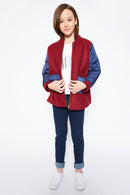 G3867 Burgundy Girls Two Toned Jacket Full Body