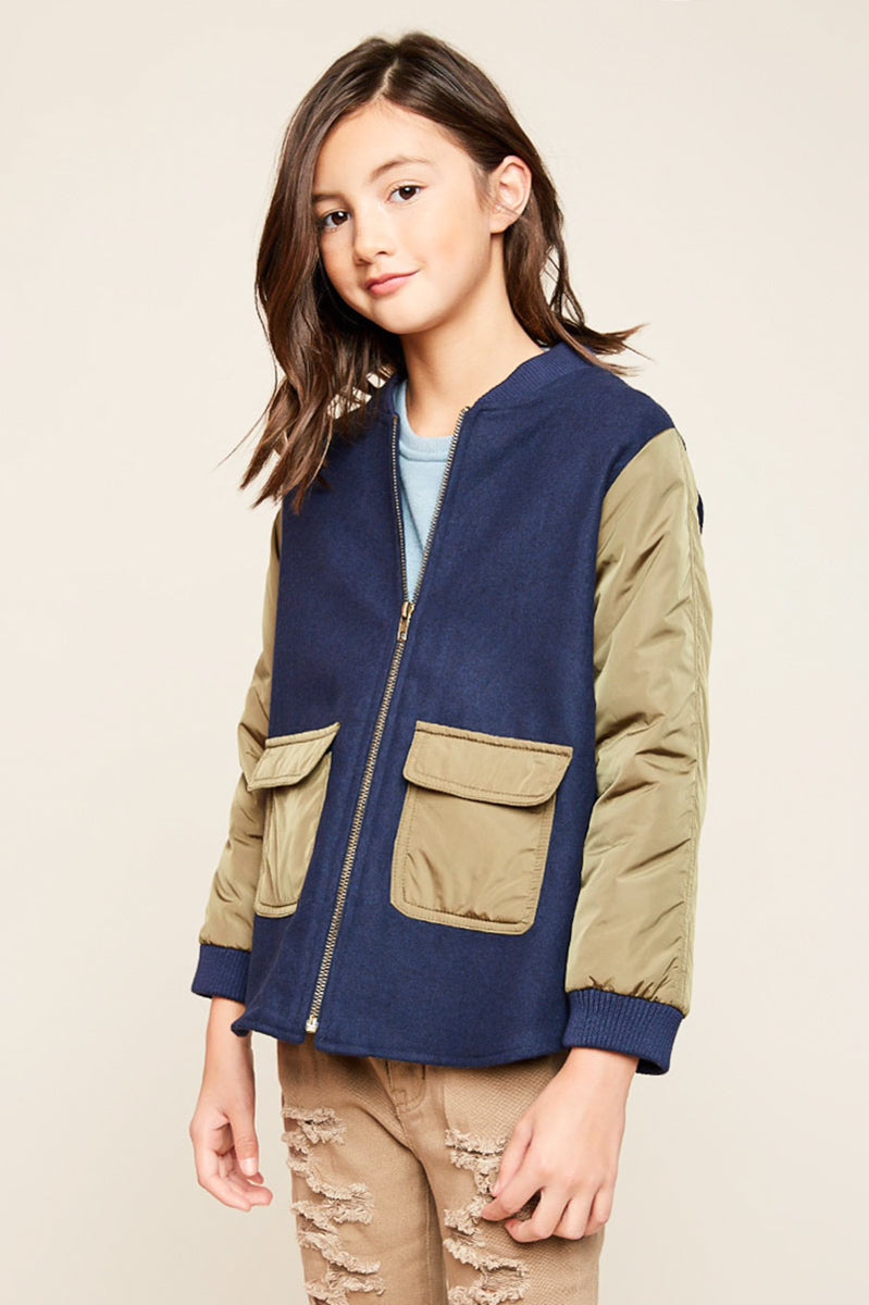 G3867 NAVY Bomber Jacket Alternate Angle