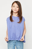 G3897 DENIM Ruffled Trimmed Top Front