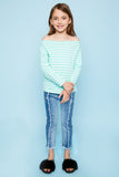 G3906 MINT Off The Shoulder Striped Top Alternate Angle
