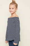 G3906 NAVY Off The Shoulder Striped Top Alternate Angle