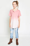 G3949 Pink Girls Two Toned Washed Top Full Body
