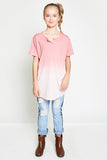 G3949 Pink Girls Two Toned Washed Top Pose