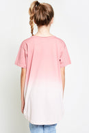 G3949 Pink Girls Two Toned Washed Top Back