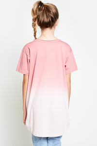 G3949 Pink Girls Two Toned Washed Top Back
