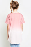 G3949 Pink Girls Two Toned Washed Top Back