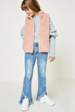 G4110 Pink Girls Sleeveless Fur Vest Full Body