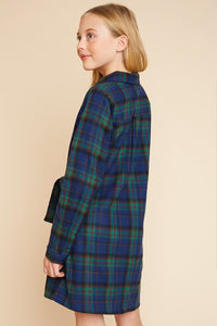 G4125 BLUE MIX Plaid Dress Back
