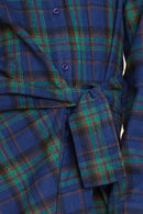 G4125 BLUE MIX Plaid Dress Front Detail