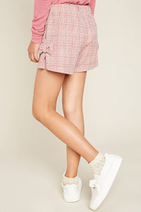 G4127 Mauve Girls Plaid Knit Shorts Back