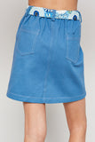 G4192 BLUE Contrast Tie Denim Mini Skirt Back