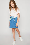 G4192 BLUE Contrast Tie Denim Mini Skirt Alternate Angle