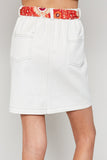 G4192 OFF WHITE Contrast Tie Denim Mini Skirt Back