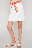 G4192 OFF WHITE Contrast Tie Denim Mini Skirt Alternate Angle