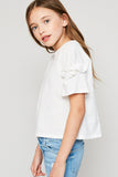 G4196 OFF WHITE Bow Sleeve Knit T-Shirt Alternate Angle