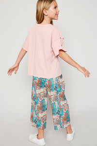 G4196 PINK Bow Sleeve Knit T-Shirt Back