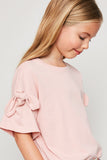 G4196 PINK Bow Sleeve Knit T-Shirt Alternate Angle
