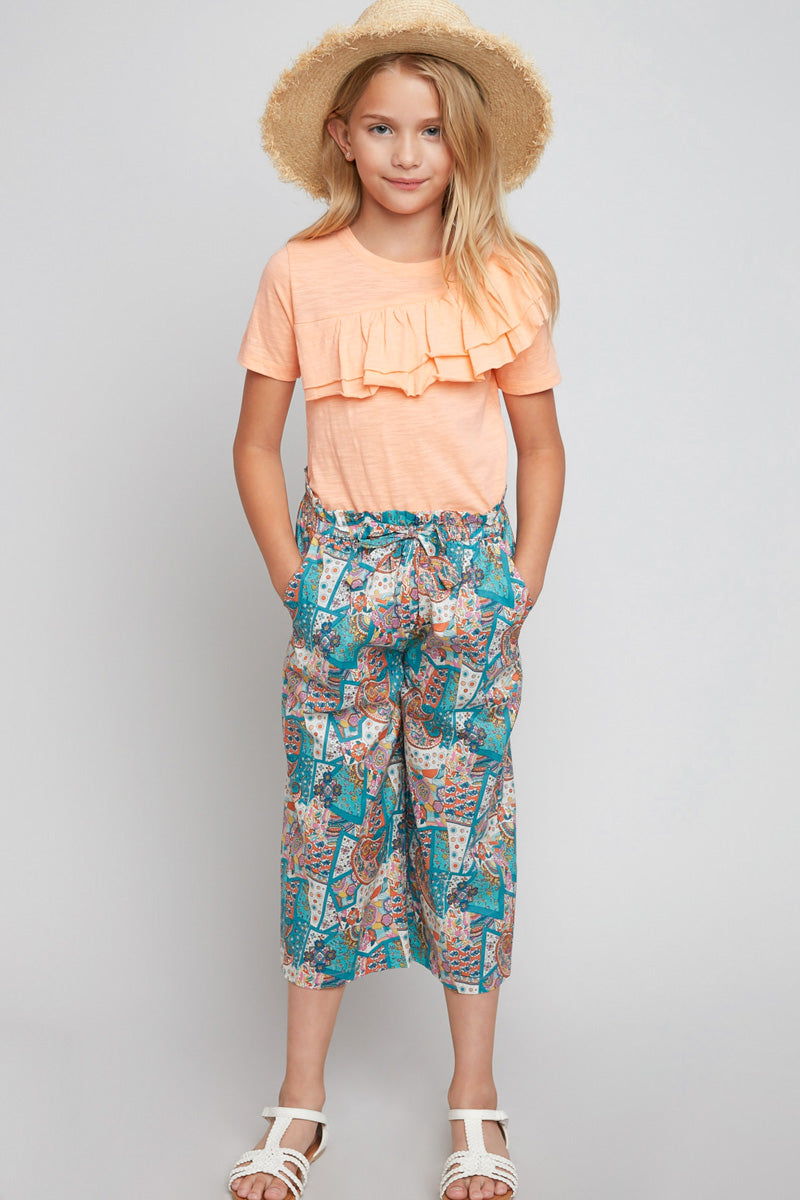 G4197 MINT Paisley Print Culottes Alternate Angle