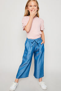 G4199 YELLOW Ruched Puff-Sleeve Knit Top Full Body