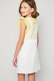 G4204 Off White Girls Lace Skirtall Overall Dress Back