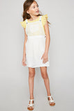 G4204 Off White Girls Lace Skirtall Overall Dress Full Body