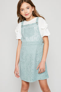 G4204 Thyme Girls Lace Skirtall Overall Dress Front