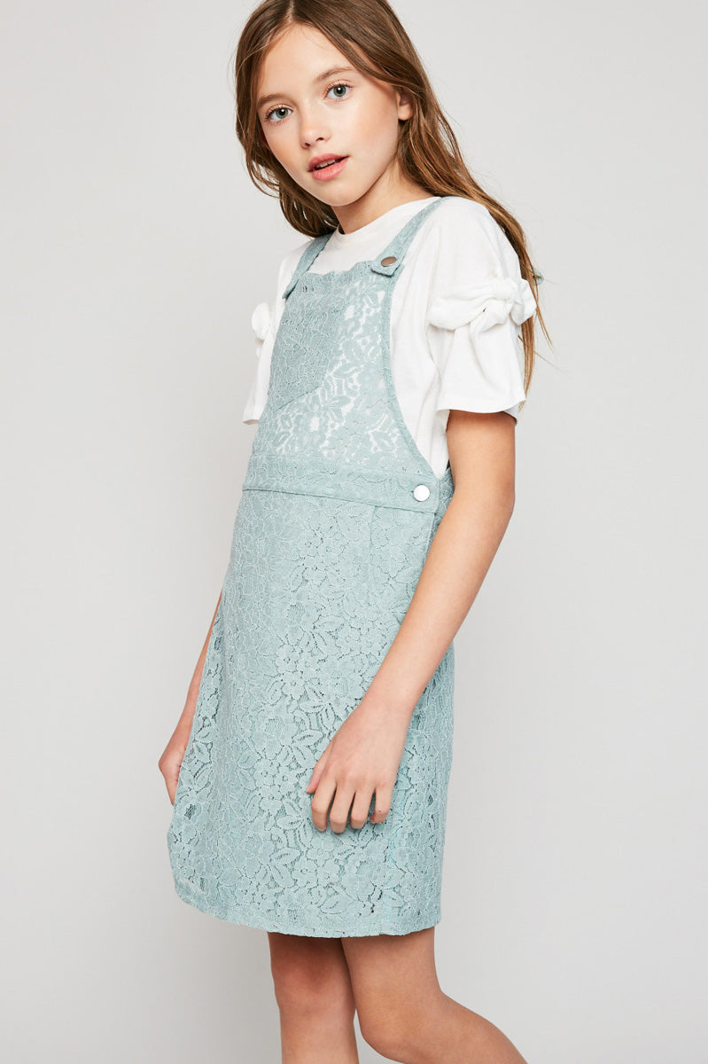 G4204 Thyme Girls Lace Skirtall Overall Dress Side