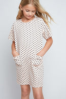 G4205 PINK Polka-Dot Mini Shift Dress Alternate Angle