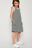 G4221 BLACK Stripe Key Hole Tank Dress Alternate Angle