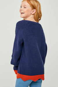 G4230-INDIGO Color Block Sweater Back